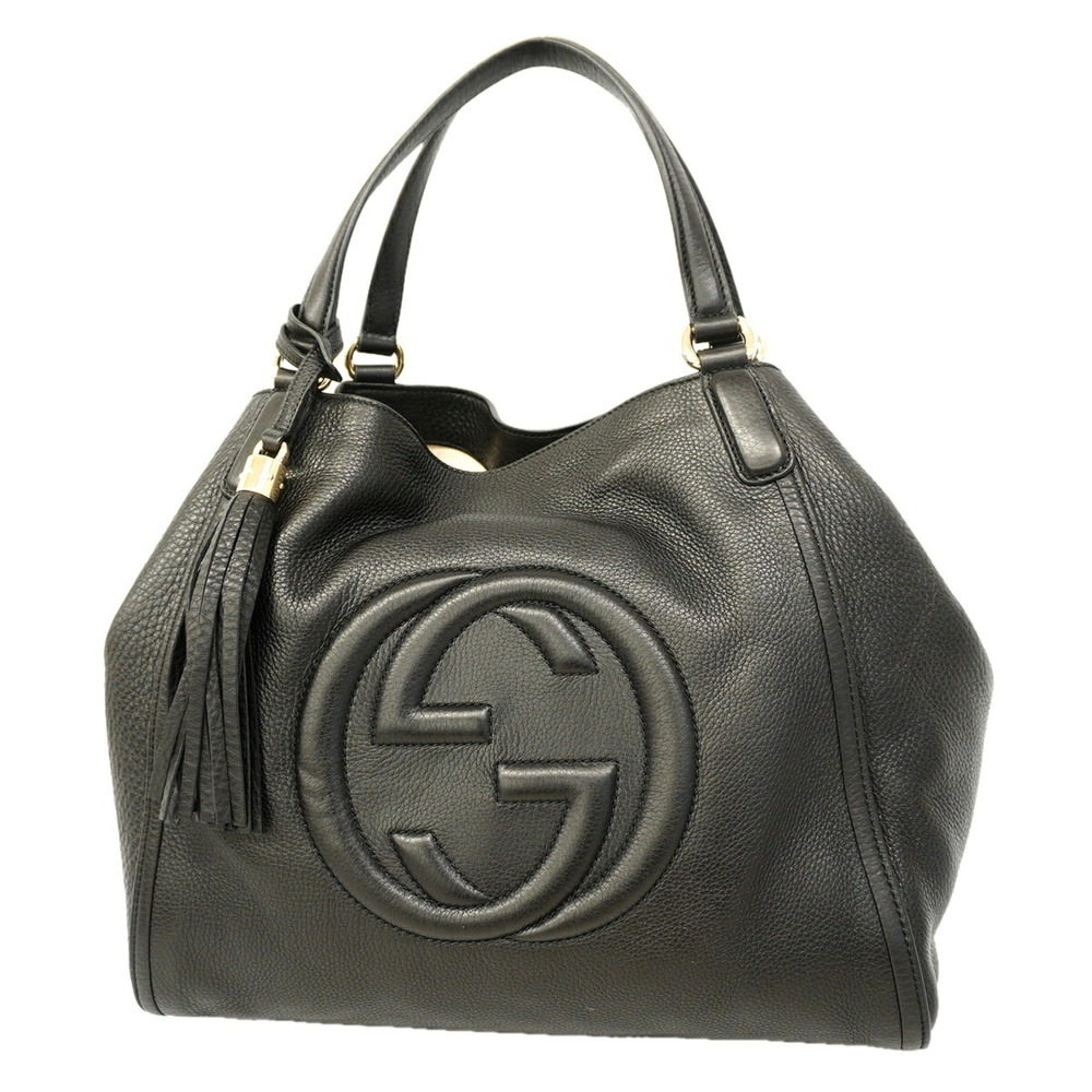 GUCCI Black Leather Tote Bag
